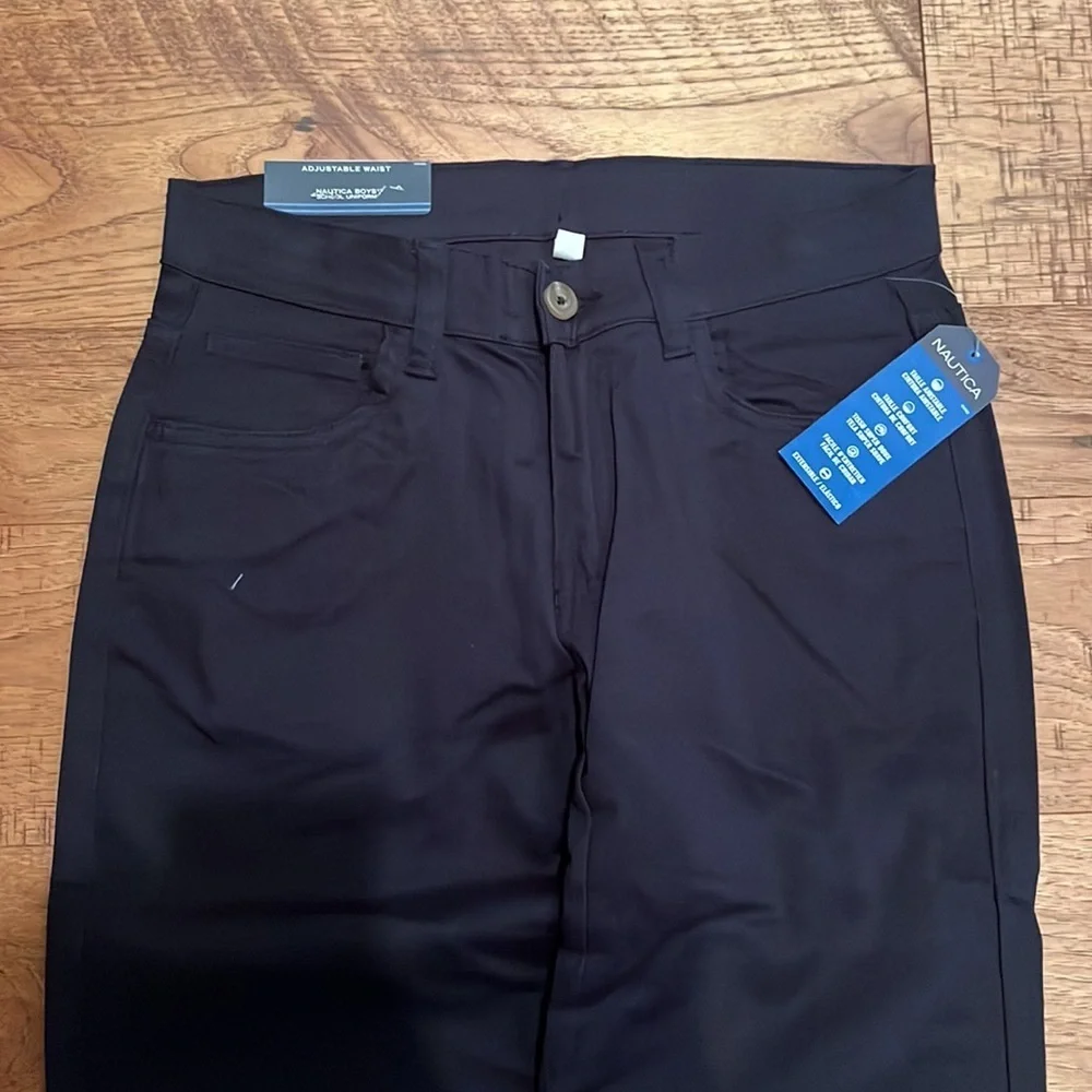 NWT Nautica Boy’s Navy School Uniform Pants Size 16 Regular Adjustable Waist